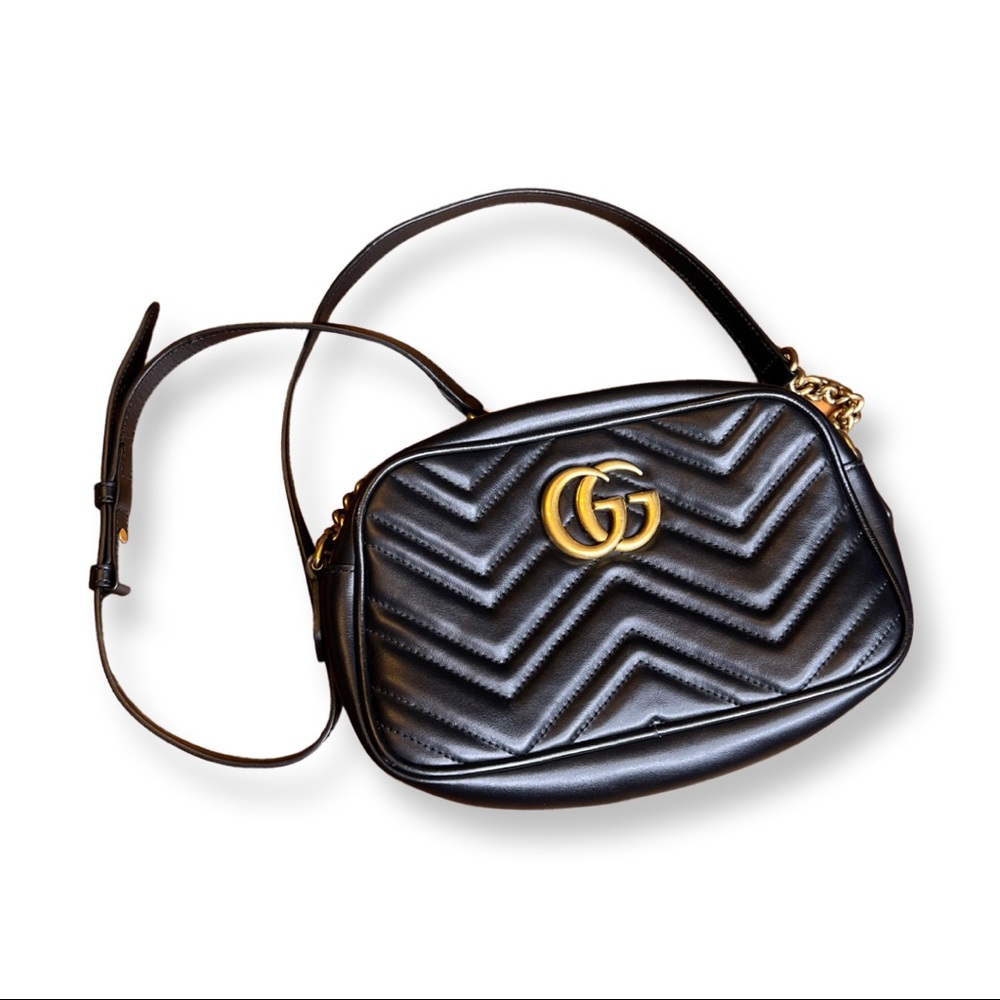 GG Mormont Shoulder Bag Black Leather Small